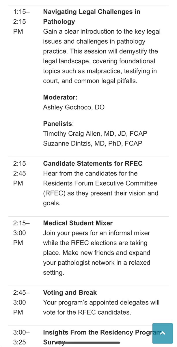 NebbacheHafsa's tweet image. Navigating Legal Challenges in
Pathology at the #CAPRF Residents Forum, followed by RFEC Candidates Statements 😃