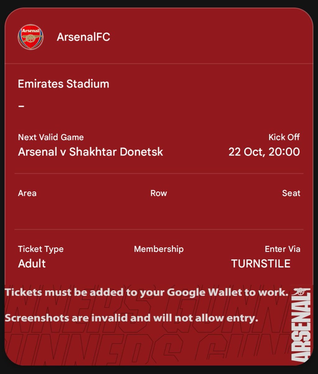 🚨COMPETITION TIME!🚨

Two tickets for <a href="/Arsenal/">Arsenal</a> v <a href="/FCShakhtar/">⚒FC SHAKHTAR DONETSK</a> in the <a href="/ChampionsLeague/">UEFA Champions League</a> up for grabs!

To be in with a chance, all you have to do is:

✅FOLLOW
✅LIKE
✅REPOST
✅TAG A MATE

Closes 8pm Monday October 21.
Tickets will be sent as PDFs.

🤞