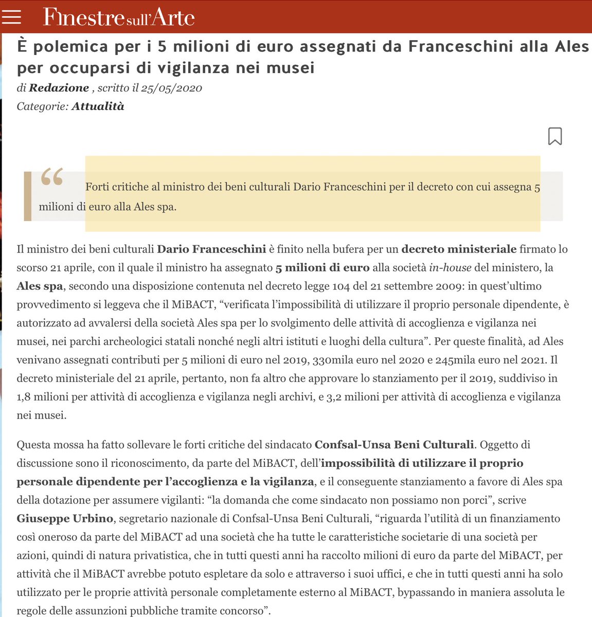 ItalianPolitics's tweet photo. Nei giorni scorsi tutti son saltati addosso al #Giuli colpevole di riciclare astruserie di Evola &amp; Co. Eppure, nessun giornalista si è sognato di far domande a Franceschini sullo scandalo degli interessi allo 0% sui depositi dei conti di ALES da parte del MontePaschi. #MiBACT https://t.co/9yDKh0RQRc
