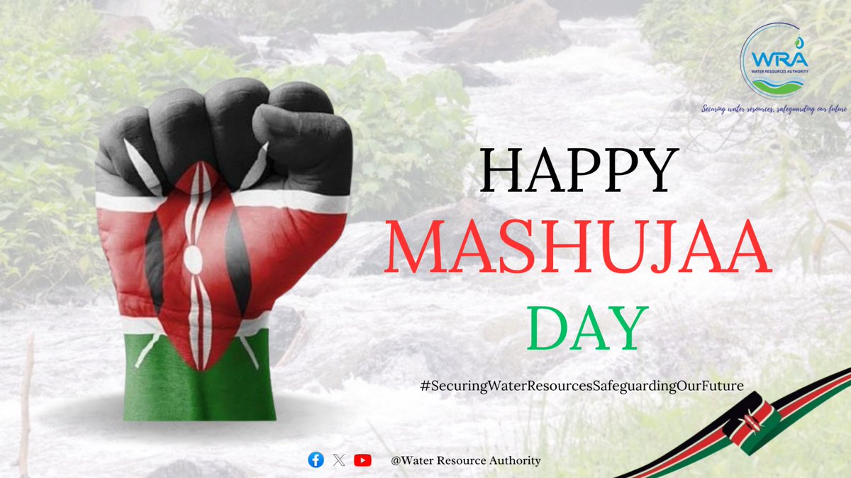 WRA_KEN's tweet photo. Here's a Mashujaa Day message for WRA:

As we celebrate Mashujaa Day, we honor the heroes who fought for our nation and those who continue to champion the protection of our water resources. Together, we can ensure a sustainable future for all. Happy Mashujaa Day. https://t.co/qRRMReNco6