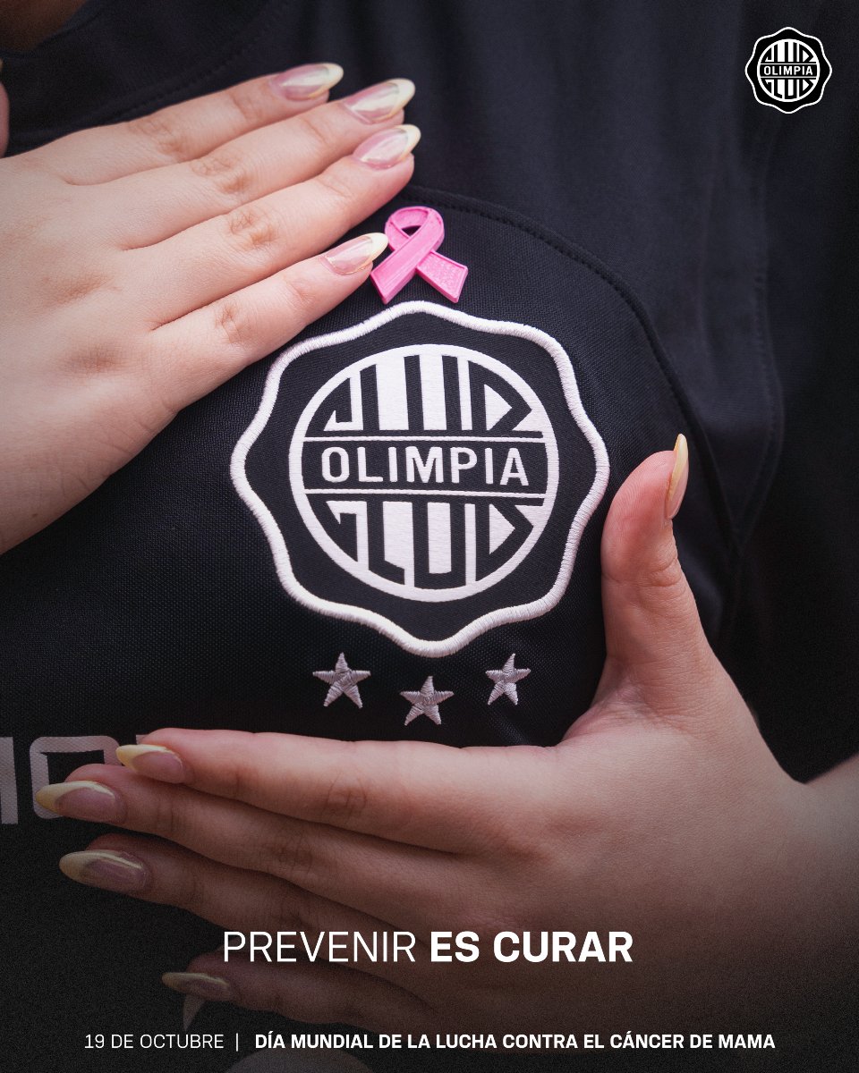 elClubOlimpia's tweet photo. 𝐏𝐑𝐄𝐕𝐄𝐍𝐈𝐑 𝐄𝐒 𝐂𝐔𝐑𝐀𝐑.

Hoy, 19 de octubre, es el Día Mundial de la Lucha contra el Cáncer de Mama.

Nos sumamos como Institución y recordamos la vital importancia que puede tener un autoexamen o un diagnóstico precoz.

¡Generemos conciencia y salvemos vidas!

🩷 https://t.co/Lvl7ZRklva