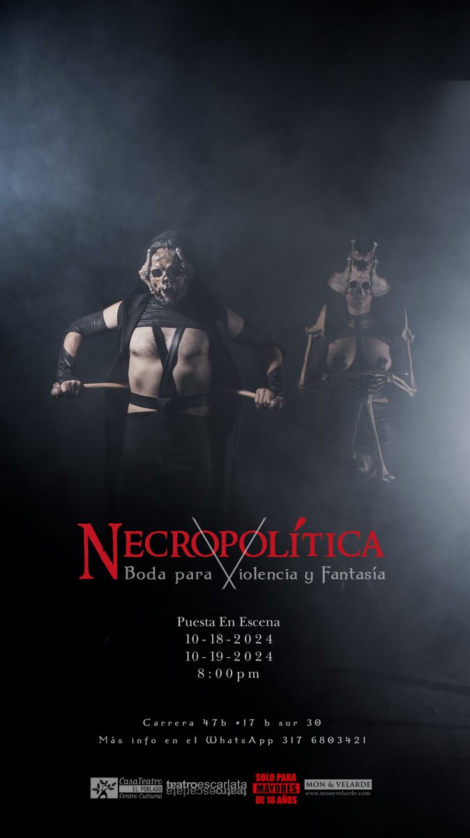 Hoy sábado 19 de octubre última función del año de esta maravillosa obra.

¡No te la pierdas!

Más info y boletas en este link:
tickets.eticketablanca.com/event/necropol…