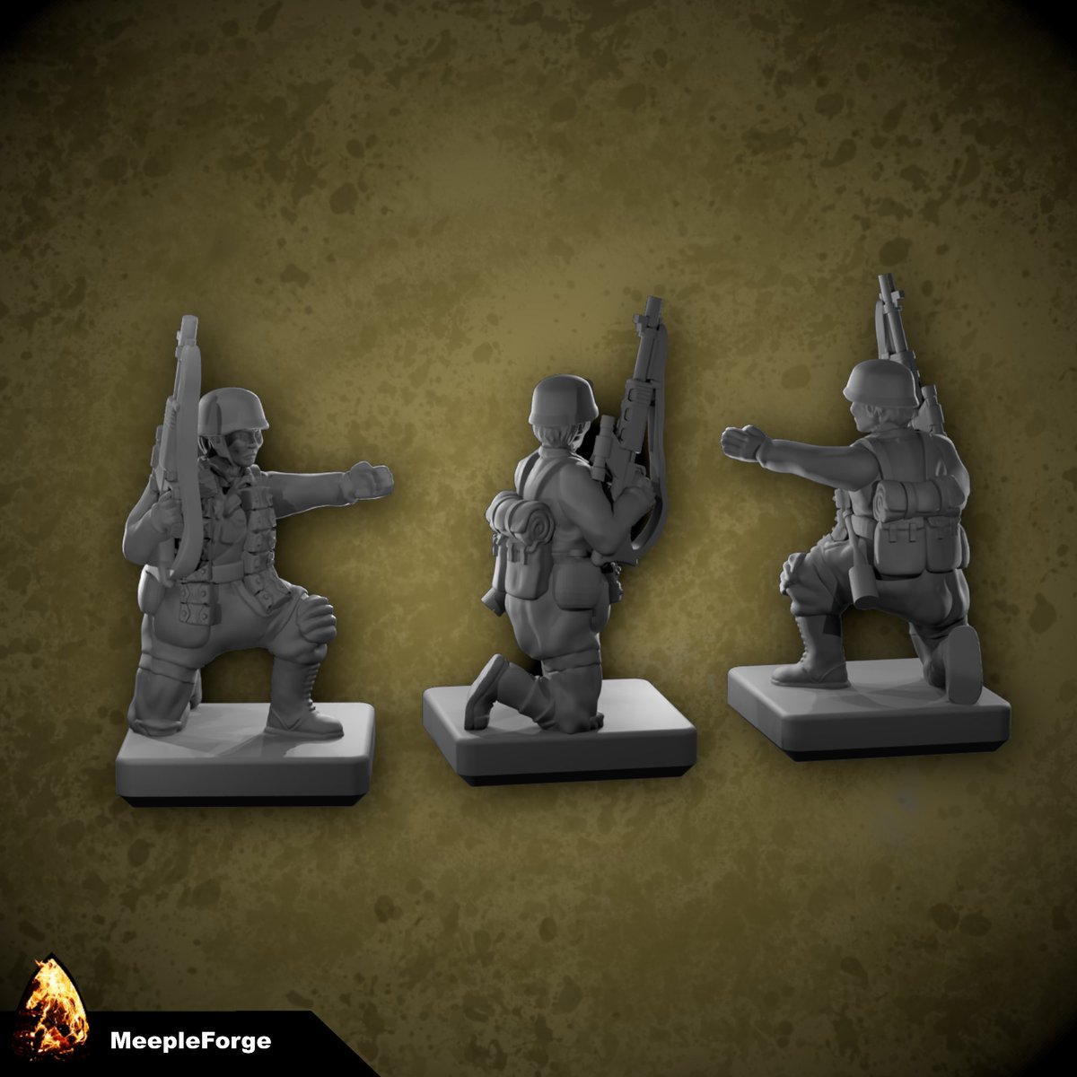 I've started my German Para's (Fallschirmjäger). 
These guys are going to be awesome. Carrying an FG42, special ammo bandoliers and a Fallschirmjäger Helmet.
9 models in total - get the STL's in November free and first by joining the Veteran Tribe  myminifactory.com/users/meeplefo…