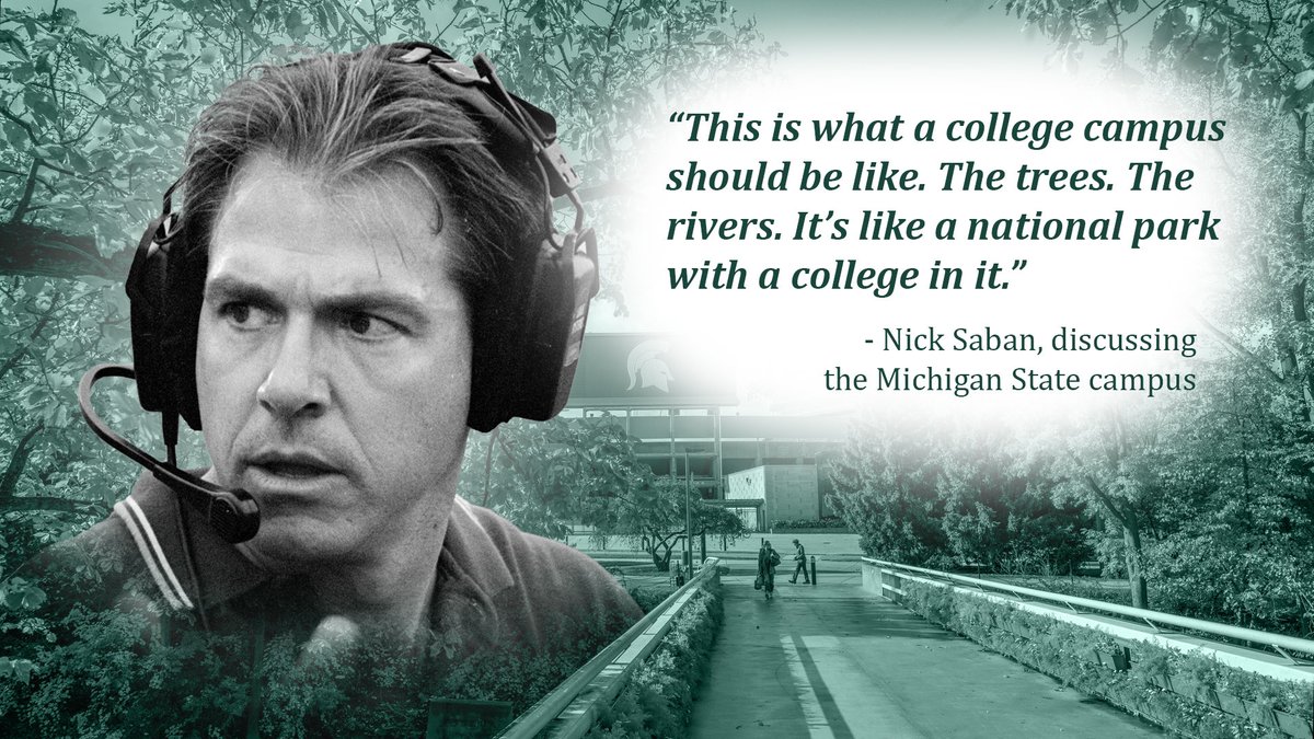DarkoStateNews's tweet photo. Nick Saban describes the campus of Michigan State University.

Welcome home, Spartans. https://t.co/dOZkQKhKwv