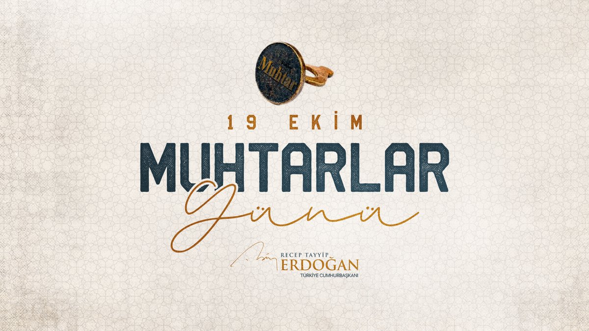 Demokrasi binamızın temel yapı taşlarından olan tüm muhtarlarımızın 19 Ekim Muhtarlar Günü’nü canıgönülden tebrik ediyorum.

81 vilayetimizde vatandaşımızın gündelik hayatına dokunan samimi hizmetlerde bulunan muhtarlarımıza teşekkür ediyor, her birine selamlarımı iletiyorum.