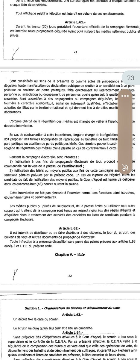ibra_mamoudou's tweet photo. #Sénégal. Le "giga-meeting" du Pastef présidé ce samedi par le Pm (autorité de l'Etat) est manifestement illégal parce que relevant d'une "campagne déguisée". Le @cnraaudiovisuel du respectable président MON doit faire respecter la loi. Lire l'article L.61 du code électoral 👇 https://t.co/oDrpSbL00L
