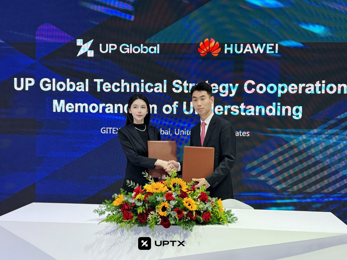 #NEWSXT📰Breaking New Ground: 

#UPTX (UP GLOBLE) &amp; #HUAWEI 
🤝Signs MOU at #GITEXGLOBAL 2024.

Let's build the future together!
