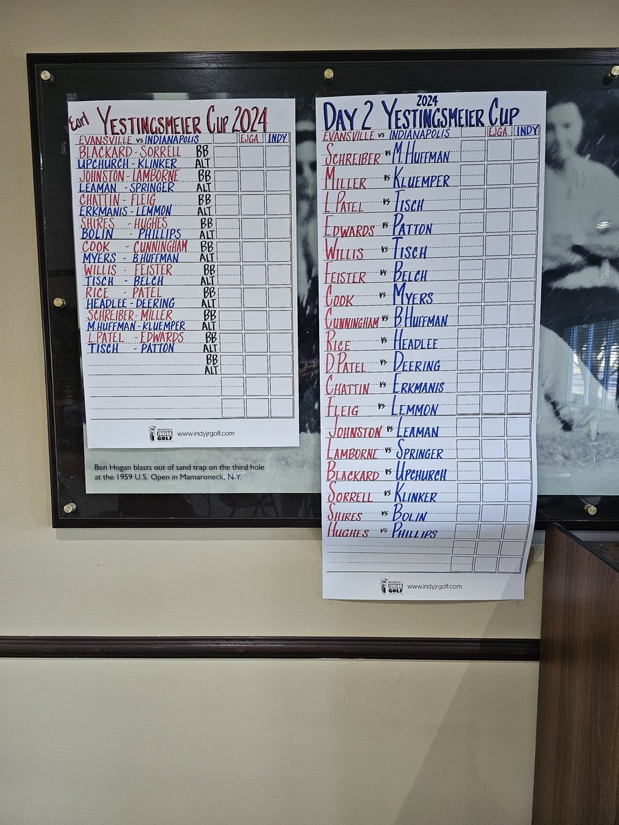 The 18th Earl Yestingsmeier Cup between Indianapolis and Evansville is underway at The Trophy Club in Lebanon Indiana!