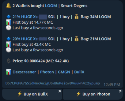 InjustZz's tweet photo. I've missed GEN Wealth on this one😢
$LOOM $42K MC => $22M MC

Saw too late that 2 pretty good wallets that i track bought $LOOM so fckin early !

Could have turned 1 $SOL into $82K

Volume is crazy rn, Lock tf in & use the best tools to get an edge @SpyBot_tracker