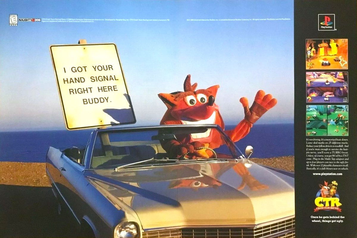 superpotionlabs's tweet photo. Print ad for #Crash Team Racing (stylized as CTR: Crash Team Racing).

Released October 19th 1999 for the original #PlayStation making the game 25 years old TODAY. https://t.co/JOGhfQR79m
