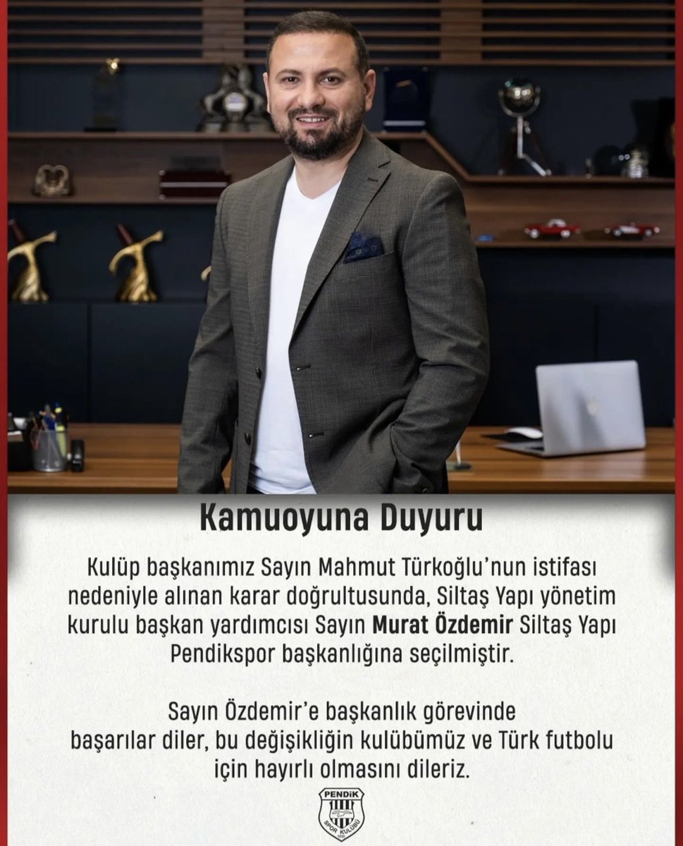 SUGİAD 2. Dönem Başkanı Murat Özdemir'in, Siltaş Yapı Pendikspor Başkanlığı'na seçilmesi ve mevcut SUGİAD Başkan Yardımcımız Gökhan Öcal'ın yönetim kurulu üyesi olarak atanması dolayısıyla tebriklerimizi sunarız.