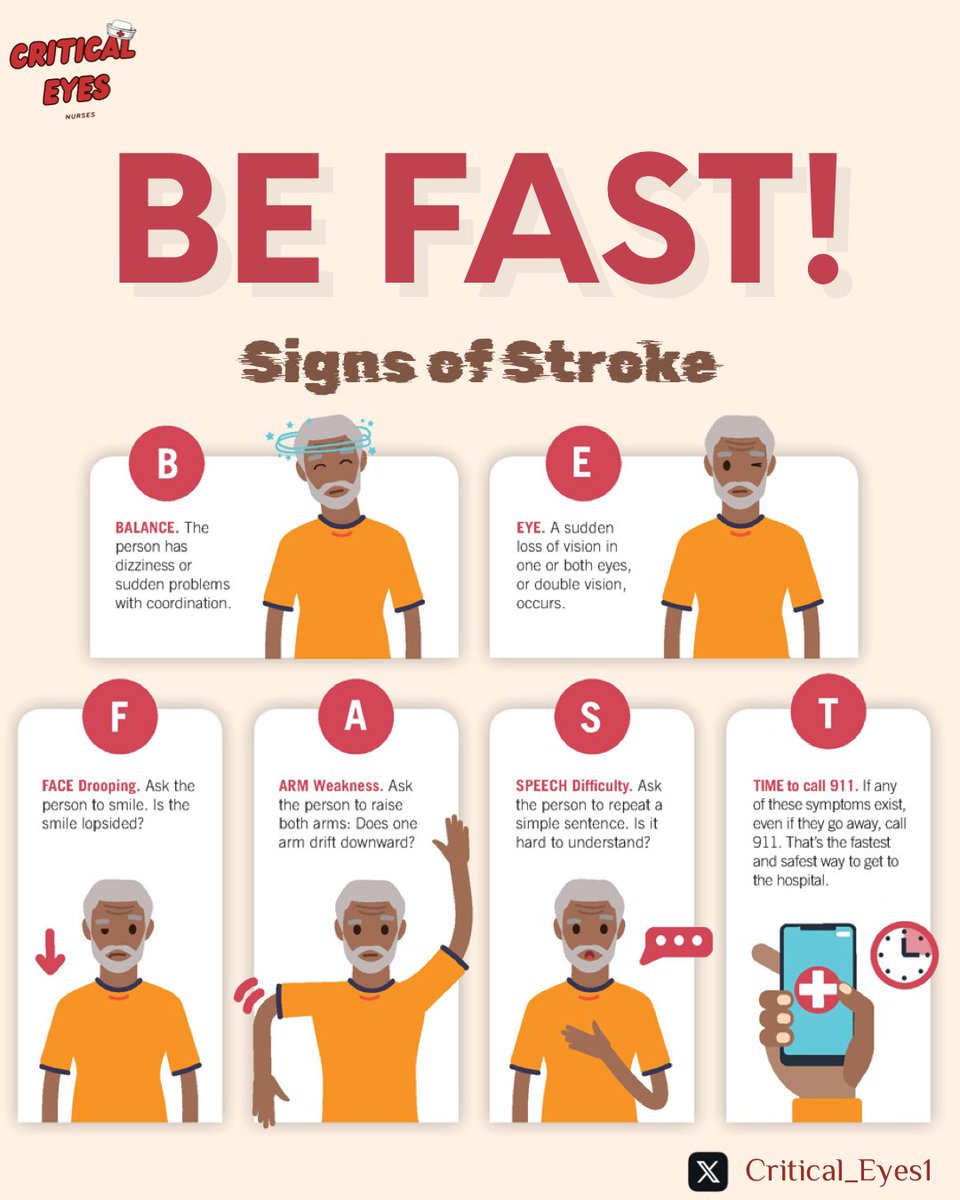 Spotting a #Stroke🧠🚨
BE FAST !