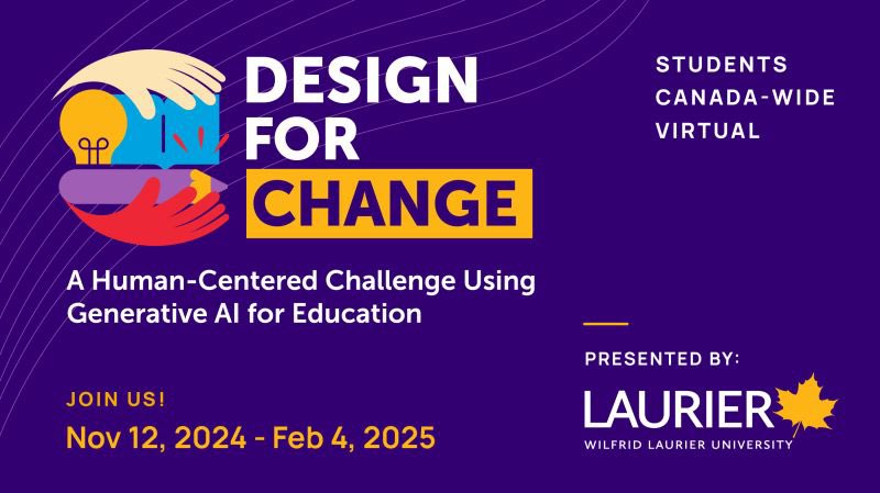 Jennifer Ferguson (@fergeeksongirl) on Twitter photo 🎉Excited to be a mentor for <a href="/Laurier/">Wilfrid Laurier University</a>’s #DesignForChange challenge!
Students across Canada will tackle how generative #AI can make education more accessible.💡🏆
Interested?
Register by Nov. 12 and compete for cash prizes up to $1,100/team member!
🔗 wlu.ca/news/news-rele… 🎉Excited to be a mentor for <a href="/Laurier/">Wilfrid Laurier University</a>’s #DesignForChange challenge!
Students across Canada will tackle how generative #AI can make education more accessible.💡🏆
Interested?
Register by Nov. 12 and compete for cash prizes up to $1,100/team member!
🔗 wlu.ca/news/news-rele…