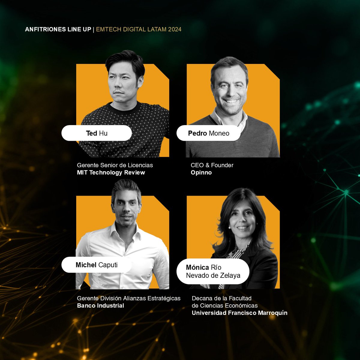 EmTechLATAM's tweet image. ¡Quedan 5 días para el #EmTechDigitalLATAM2024!⏲ 

Ted Hu, Pedro Moneo, Michel Caputi y Mónica Río Nevado de Zelaya, serán los anfitriones del evento sobre IA más esperado en Guatemala.

📅 24-10-24
📍Universidad Francisco Marroquín.
🎟️ Entradas en: emtechlatam.com