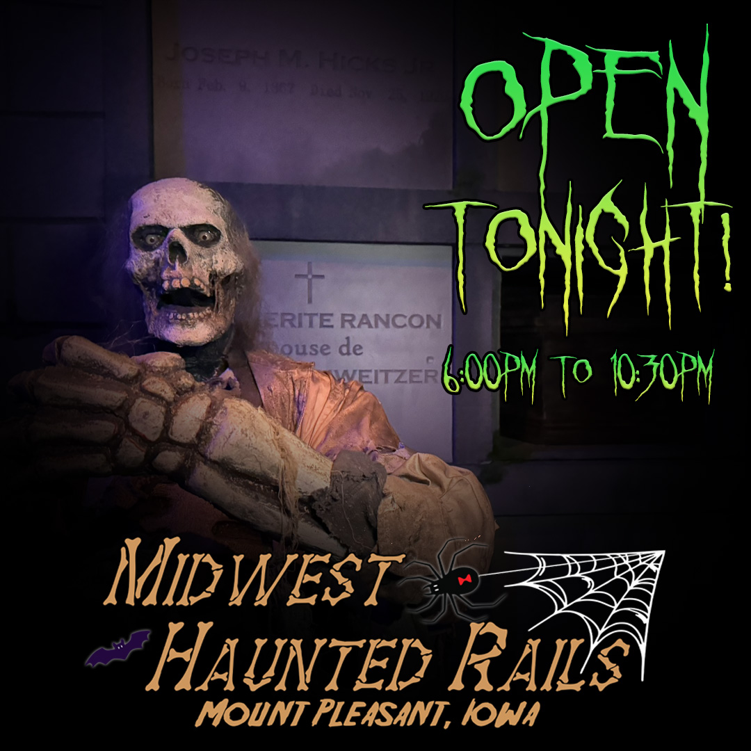 💀 We Are Open Tonight!
Join the skeletons at McMillan Park, 6:00 PM - 10:30 PM! $15 for unlimited rides &amp; activities, kids 4 and under FREE!
🎟️ Last wristband sold 30 min before closing.
🔗 oldthreshers.org/midwest-haunte…
#MidwestHauntedRails