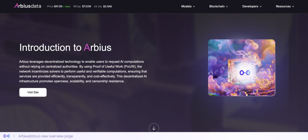 arbius_ai's tweet photo. Introducing a new overview page on Arbiusdata 🌐

It dives deep into everything about Arbius:

• How Arbius works
• The AI marketplace
• Amica: your virtual companion
• veAIUS and the v4 Update
• Our transition to Arbitrum One
• And much more

🔗 https://t.co/K27FjH97BS https://t.co/gX7gpRDfFA