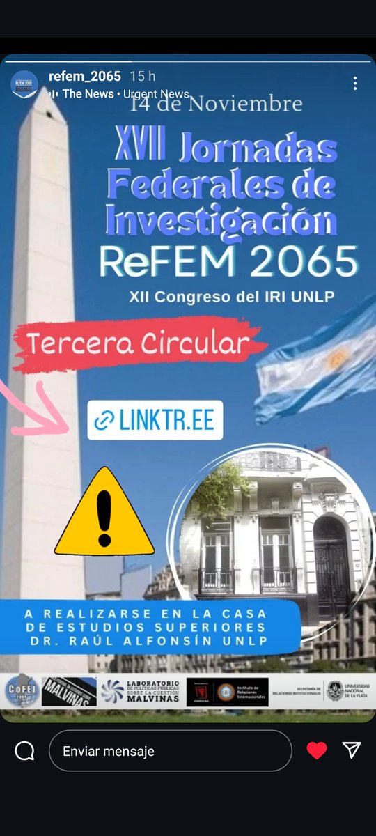 ReFEM_2065's tweet photo. Ya estamos a un mes de nuestras XVII Jornadas Federales de Investigación de #Malvinas😁
Pronto tendremos listo el programa hoy queremos compartirles la 3 circular de las jornadas
¿Dónde vas a construir Malvinas con visión federal y perspectivas académicas? En la @ReFEM_2065😉 https://t.co/6ewjRMaW1i