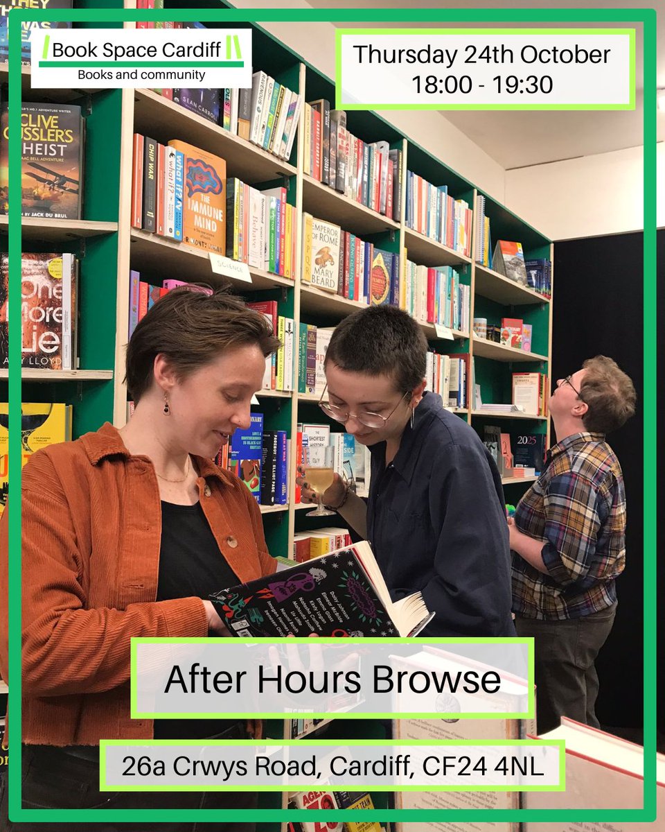 BookSpaceDiff's tweet image. Upcoming events at Book Space Cardiff in October and November!
