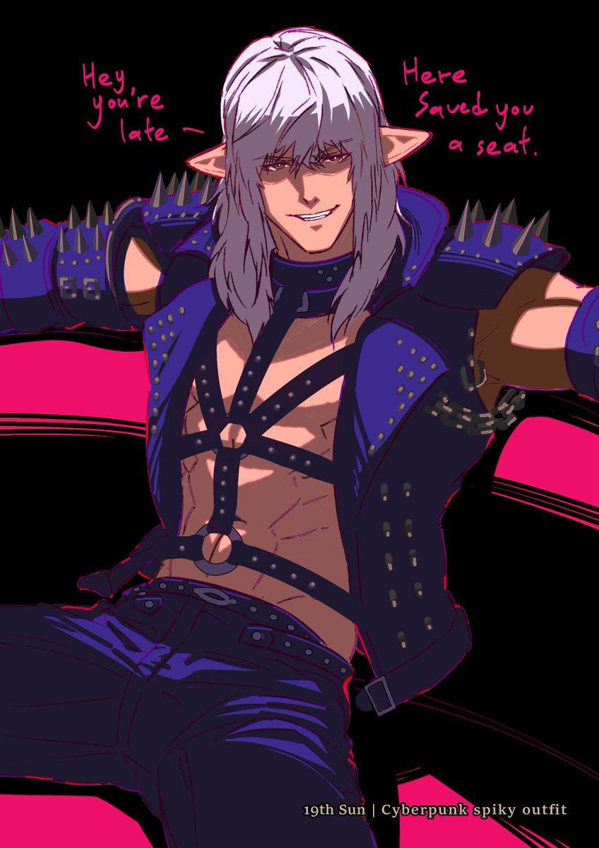 shiran_ki's tweet photo. 19th Sun - Cyberpunk Spiky Outfit #Estober https://t.co/k7WzauJMtK