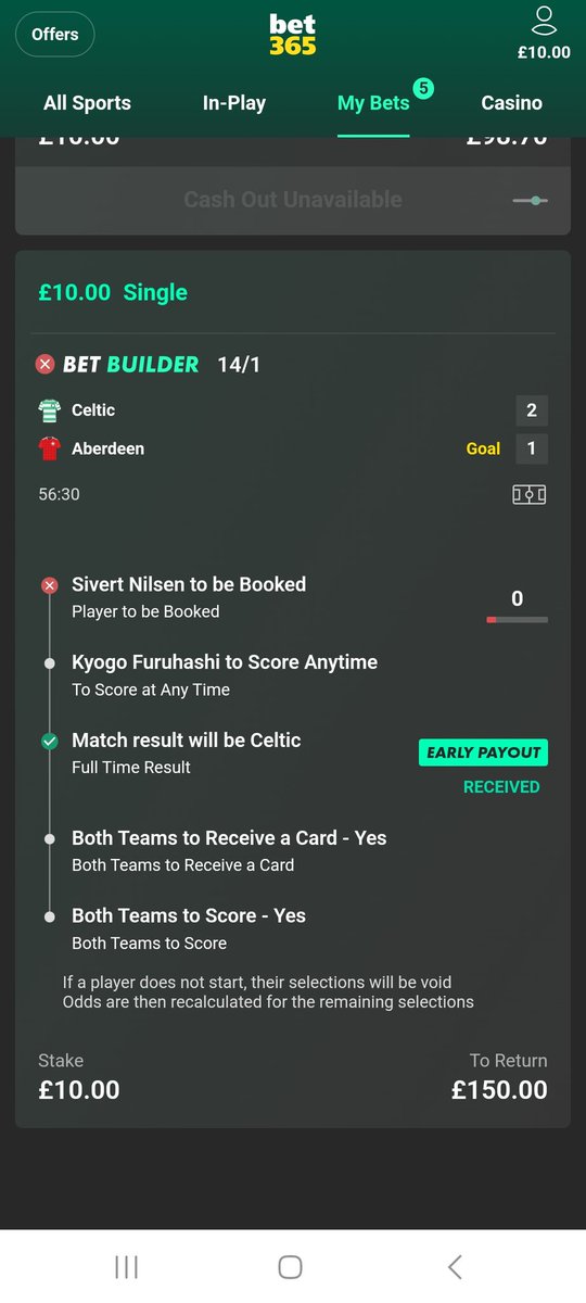 CurleyStuart's tweet photo. @bet365help Pretty sure Sivert Nilsen was booked and this is a winning bet @bet365help https://t.co/pC8KvA2xKe