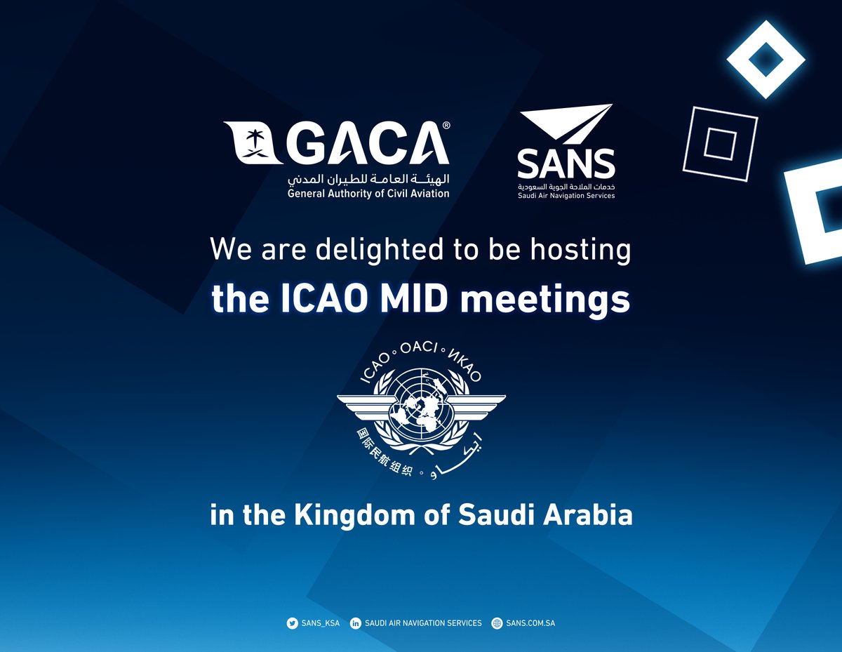 Under <a href="/ksagaca/">هيئة الطيران المدني</a> supervision, #SANS hosts the <a href="/ICAOMID/">ICAO MID Office</a> meetings, uniting representatives from various international aviation organizations to collaborate, share expertise in the development of air navigation systems, and ensure the safety and efficiency of global air traffic