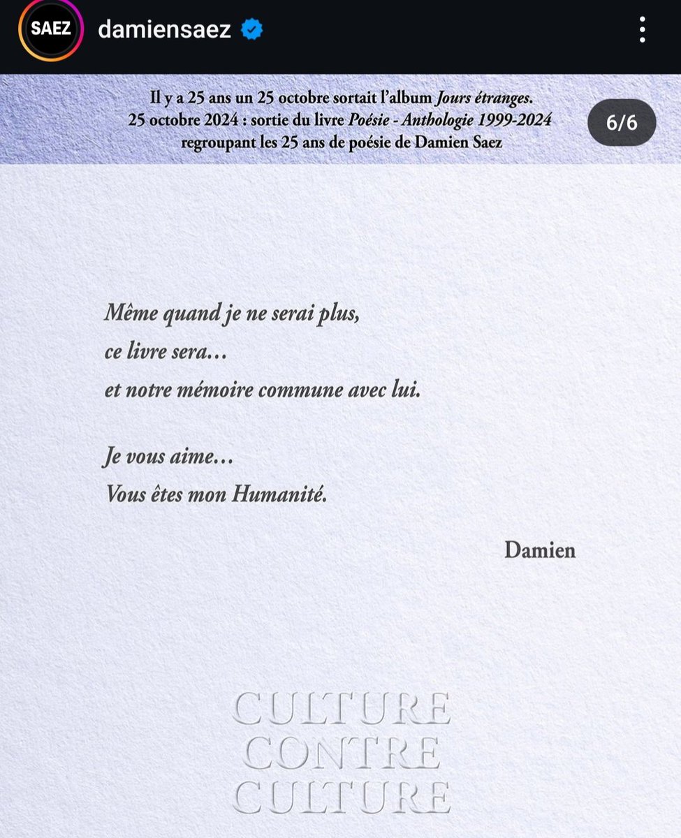 menacesMSlibres's tweet photo. Anthologie 1999-2024
Damien #Saez https://t.co/1J6CP4T5nn