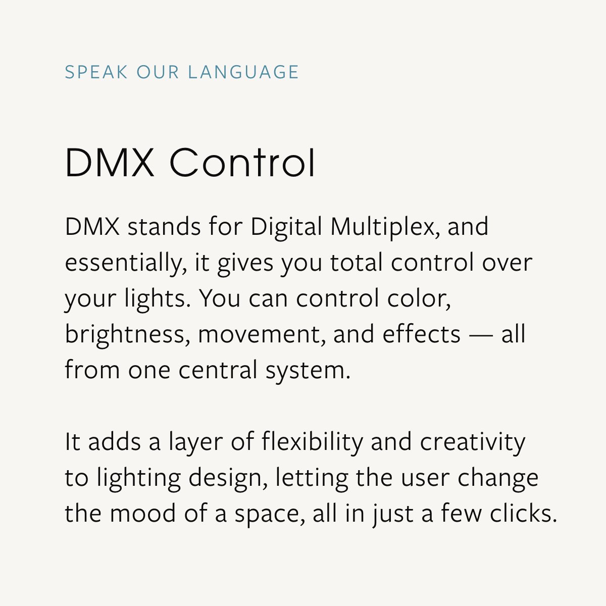 Davis_Assoc_Inc's tweet image. What is DMX control? 

DMX stands for Digital Multiplex, and essentially, it gives you total control over your lights. You can control color, brightness, movement, and effects — all from one central system.
.
#dmxcontrol #lightingcontrols #digital #lightingdesign