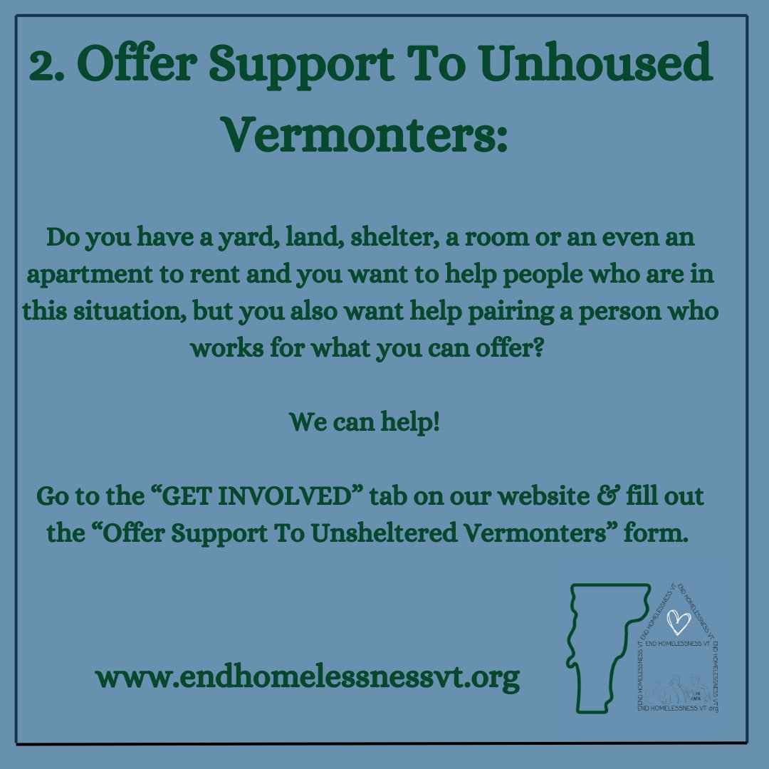 BrendaForVT's tweet photo. 4/ 2. If you have land that people can camp on, a room someone can sleep in or an apartment for rent. Fill out the Offer Resources tab. We will work with you to pair the right person to your resource.
https://t.co/4qdg24jTin
#vtpoli #crisisinvt #housed802 #endhomelessness https://t.co/auil7DwBxG