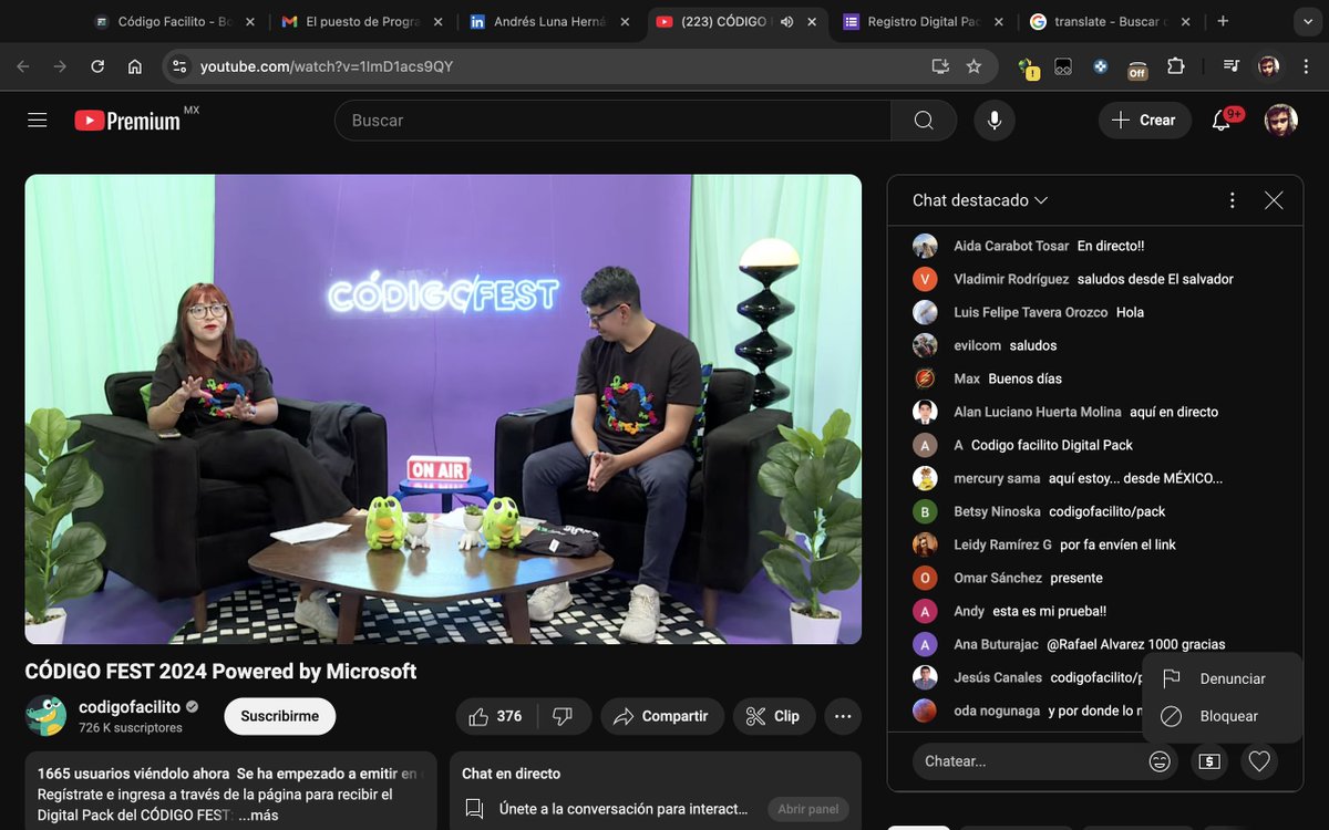 NoNoSoyAndres's tweet image. Esta espectacular esta edición de #CODIGOFEST  @codigofacilito @MicrosoftLatam