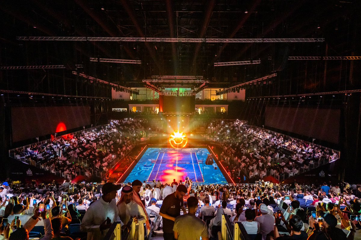 Turki_alalshikh's tweet photo. لحظات من مواجهة الأبطال رافائيل نادال ونوفاك ديوكوفيتش في بطولة Six Kings Slam على المركز الثالث والرابع 🔥🎾

Moments from the clash of champions between Rafael Nadal and Novak Djokovic in the #SixKingsSlam for third and fourth place 🔥🎾

شاهدها مجاناً على 👇🏻
Watch it for free 📺
DAZN
Sky Sports 
Bein Sports 

#RiyadhSeason 
#BigTime