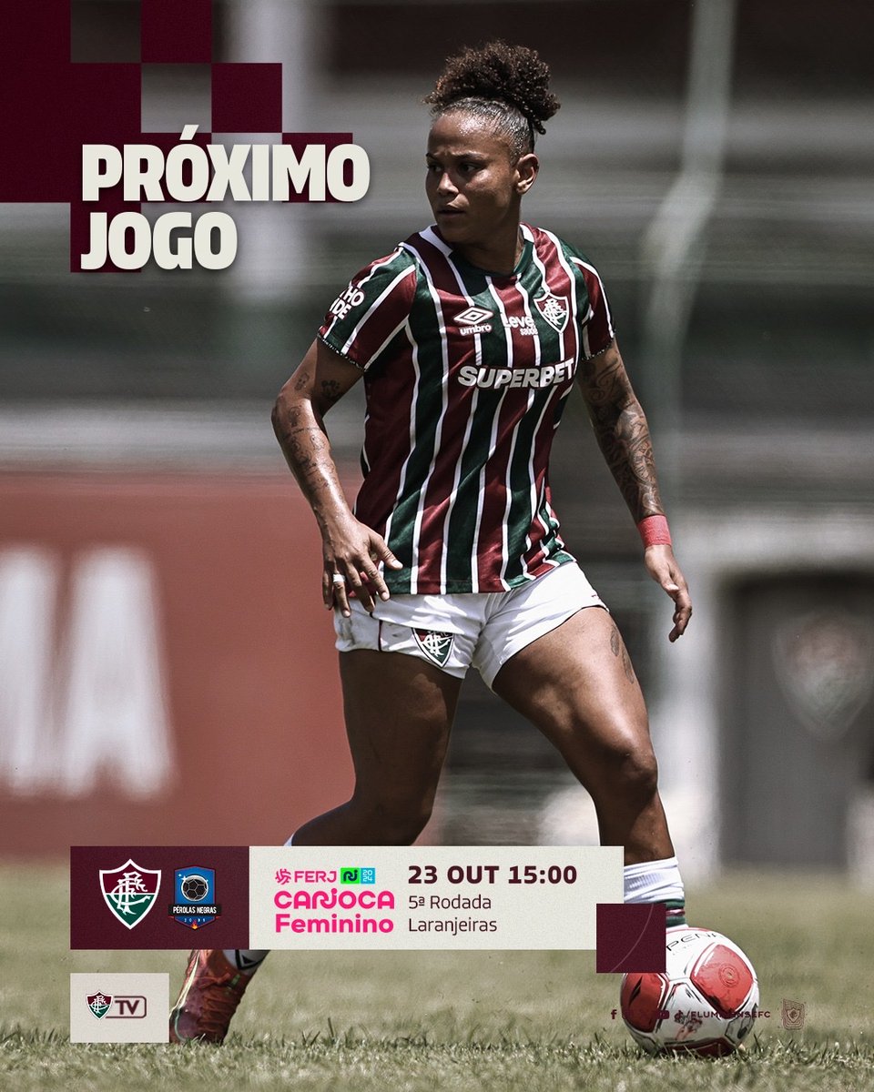 FluminenseFCFem's tweet photo. O próximo desafio das #GuerreirasDoFluzão é nesta quarta-feira, contra o Pérolas Negras, em Laranjeiras! 

A partida terá portões abertos e transmissão da #FluTV! https://t.co/v3ucf5Ili7