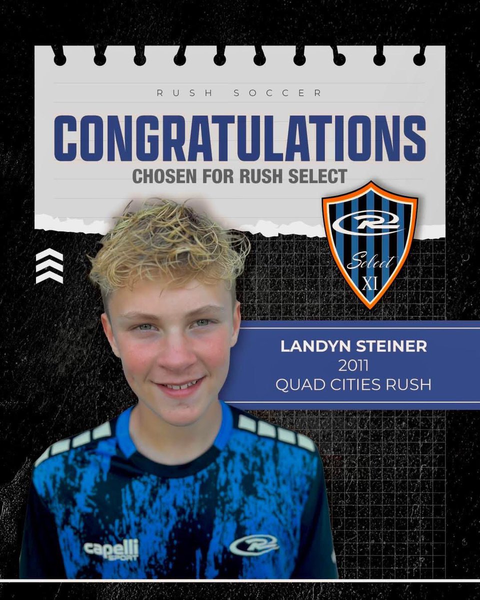quadcitiesrush's tweet photo. #Congratulations to our very own 2011 player, Landyn Steiner, for making the Rush Select Team! Good luck to Landyn at the International Rush Cup, Nov 21-24 in Palm Beach, FL 🌴⚽🤙
#QuadCitiesRush #playerpathways #rushselect #RUID #rushsoccer https://t.co/g3LIFq2qbp