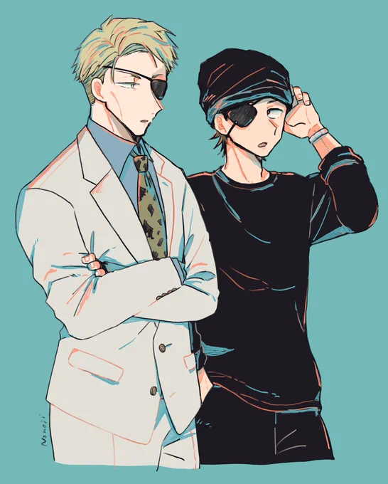 いのくん帽子で隠すスタイルでいくのかな～眼帯もいいんじゃないですか～という絵です 