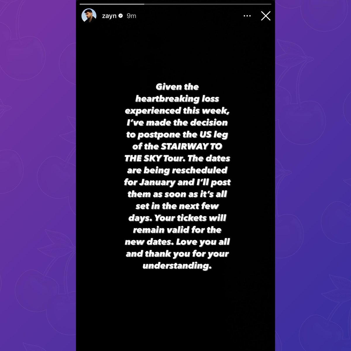 PopBase's tweet photo. Zayn has announced that the U.S. leg of his ‘Stairway to the Sky’ tour will be postponed until January in light of Liam Payne's passing. https://t.co/G7IWhGyqAA