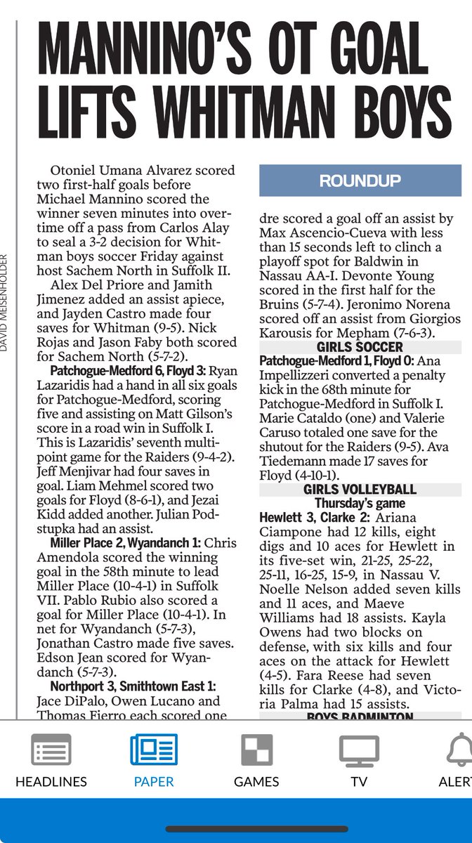 What a goal it was.  Great players find a way!!  Thank you Newsday for the press. Next up… Field Goals for Football…good luck tonight ⁦<a href="/michaelmannino0/">Michael Mannino</a>⁩ ⁦<a href="/WWHSSprts/">Walt Whitman HS Sports</a>⁩ ⁦<a href="/WaltWhitmanAD/">Walt Whitman AD</a>⁩ ⁦<a href="/NewsdaySports/">Newsday Sports</a>⁩
