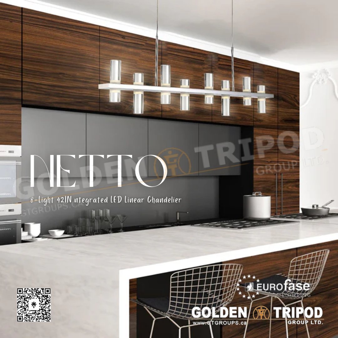 GoldenTripod's tweet image. ✨ Experience modern elegance with the NETTO 8 Light 42 IN Linear Chandelier by Eurofase with its sleek lines and radiant glow.💡✨ Golden Tripod: 121 Granton Dr Unit #24 Richmond Hill ON L4B3N4 Phone: 905-889-2659 #EurofaseLighting #LinearChandelier #ModernElegance #HomeDecor