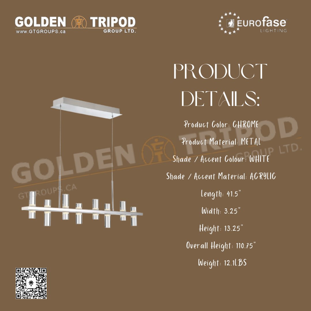 GoldenTripod's tweet image. ✨ Experience modern elegance with the NETTO 8 Light 42 IN Linear Chandelier by Eurofase with its sleek lines and radiant glow.💡✨ Golden Tripod: 121 Granton Dr Unit #24 Richmond Hill ON L4B3N4 Phone: 905-889-2659 #EurofaseLighting #LinearChandelier #ModernElegance #HomeDecor