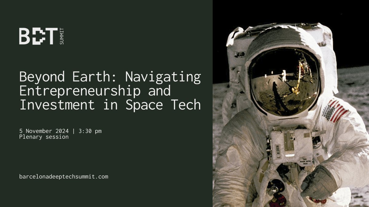 bcndeeptech's tweet photo. 📣  Amazing session at the Barcelona Deep Tech Summit   
🛰 Beyond Earth: Navigating Entrepreneurship and Investment in Space Tech  
📅 5/11       
🕒 3:30 pm 
🏢 Plenary session   
https://t.co/es7jdHstCS
#barcelonadeeptechsummit #deeptech https://t.co/Xvyj3q8waC