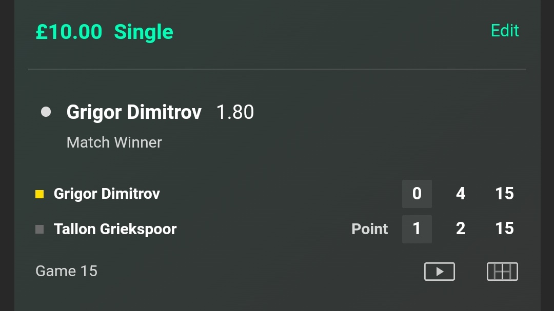 DailyBettingT11's tweet photo. Dimitrov to win the match 
1.80 https://t.co/xznQL3s3Zc