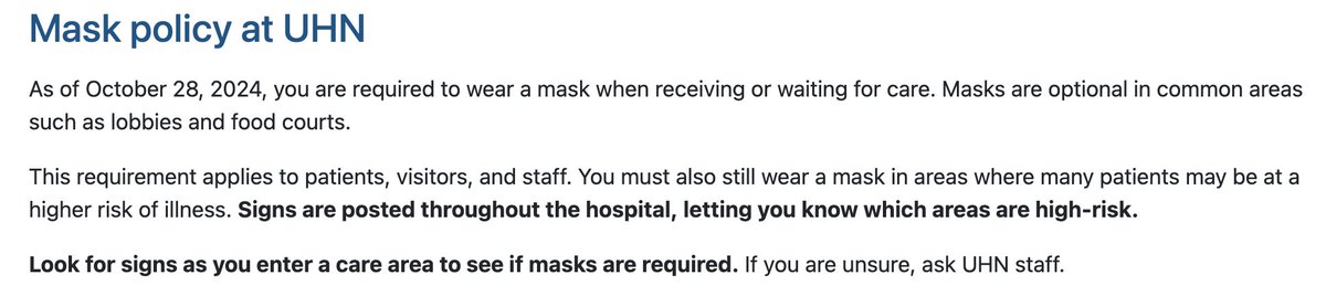 ๐น๐๐ ๐
๐๐๐๐๐ joseph.vipond@ucalgary.ca (@jvipondmd) on Twitter photo Great to see universal masking return to <a href="/UHN/">University Health Network</a> hospitals in Toronto!
Very important for patient visitor and HCW safety.
<a href="/AHS_media/">Alberta Health Services</a> , your turn.
Source: uhn.ca/PatientsFamiliโฆ Great to see universal masking return to <a href="/UHN/">University Health Network</a> hospitals in Toronto!
Very important for patient visitor and HCW safety.
<a href="/AHS_media/">Alberta Health Services</a> , your turn.
Source: uhn.ca/PatientsFamiliโฆ
