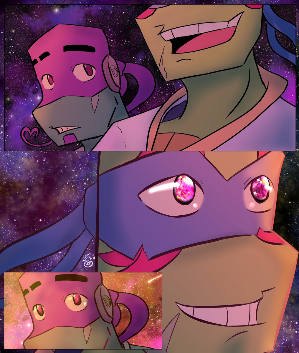 “Donatello sees the glimmer of a supernova reflected in Leonardo’s eyes, and he knows that he is whole.”
Icarus, chapter 23 “Polaris” by <a href="/etnorBic_acid/">slut era leotello</a>
Listen, you mention any allegory to space in a fic I am bound to draw it. 

I love space guys #tcest #leotello