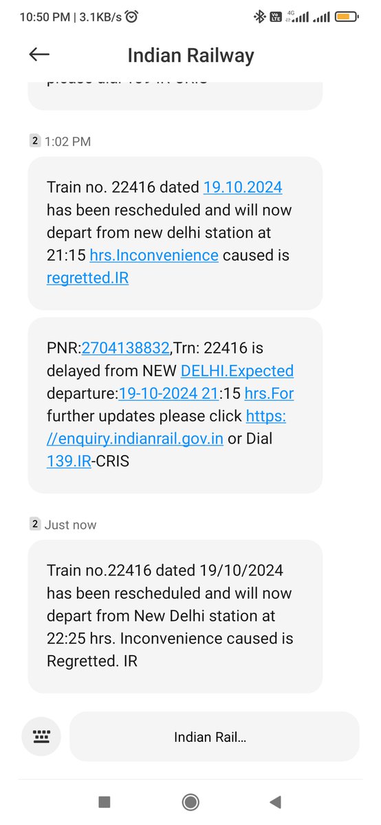 sandyppnkanpur's tweet photo. #vandebharatexpress what the hell is this got message @22:50  for expected depart @22:25 https://t.co/Xr7irs7WWB