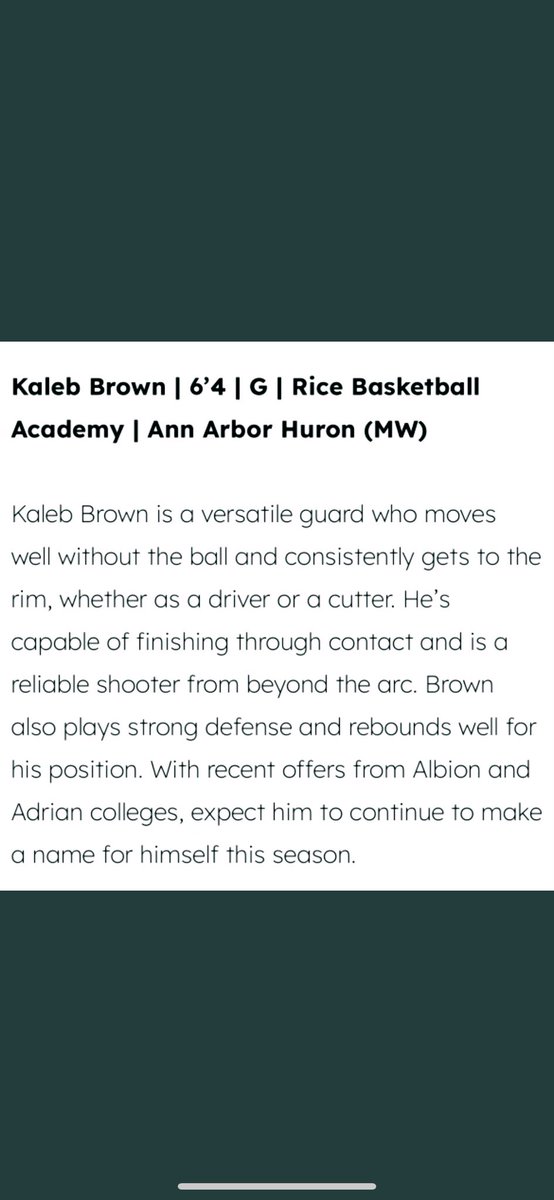 Kaleb Brown (@kb_153) on Twitter photo Thanks to <a href="/NxtProHoops/">NXTPRO Hoops</a> for the recognition!
<a href="/Rice_B_Academy/">Rice Basketball Academy™️</a>
<a href="/A2HuronBball/">Huron Basketball 🏀</a> Thanks to <a href="/NxtProHoops/">NXTPRO Hoops</a> for the recognition!
<a href="/Rice_B_Academy/">Rice Basketball Academy™️</a>
<a href="/A2HuronBball/">Huron Basketball 🏀</a>