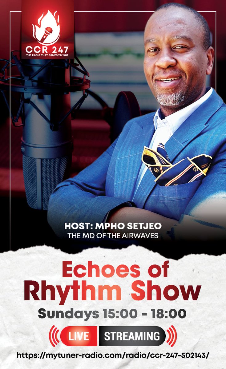 MphoSetjeo's tweet photo. Please don't forget our "date", 3pm-6pm . Every Sunday🥰🥰
#ccr247 
#echoesofrhythm
https://t.co/y1wZWjhVMr https://t.co/Py6iKoUIAb