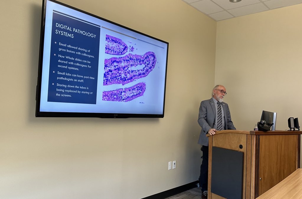 lsuvetmeddean's tweet photo. Collaboration & teamwork are in our DNA @LSUVetMed! We were so pleased to welcome Dr. David Zeman, Executive Director of #AAVLD & special guest of Dr. Udeni Balasuriya, this week. Dr. Zeman interacted with our house officers, staff, & faculty. #LSU #ScholarshipFirst #LADDL #LSUDx https://t.co/0476ZdXiFS