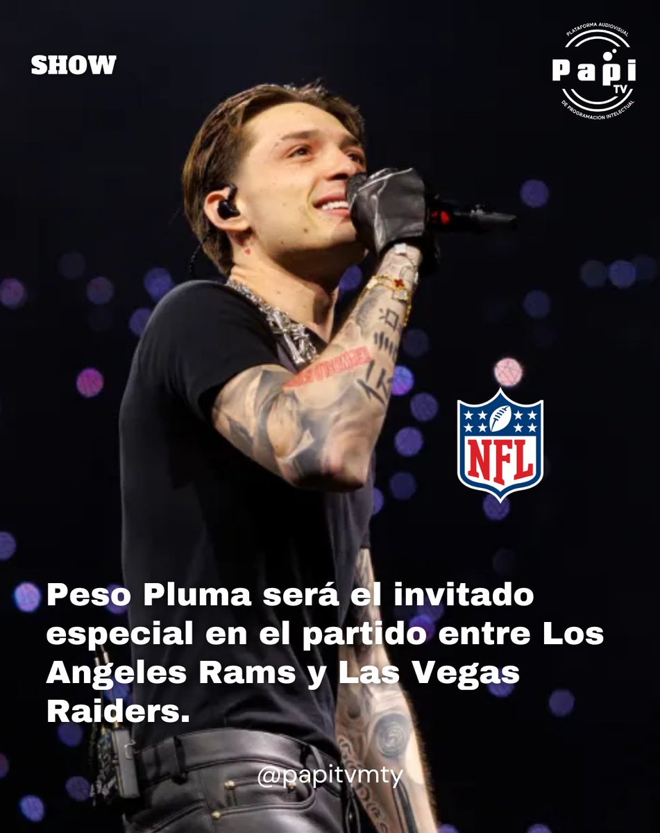 PapiTvMty's tweet photo. #Espectáculos 📱
➡️Entra al link para más información
https://t.co/J7gQQE55OT
#papitv #NFL #pesopluma #LosAngelesRams #lasvegasraiders #musica https://t.co/OJU5Le3H9d