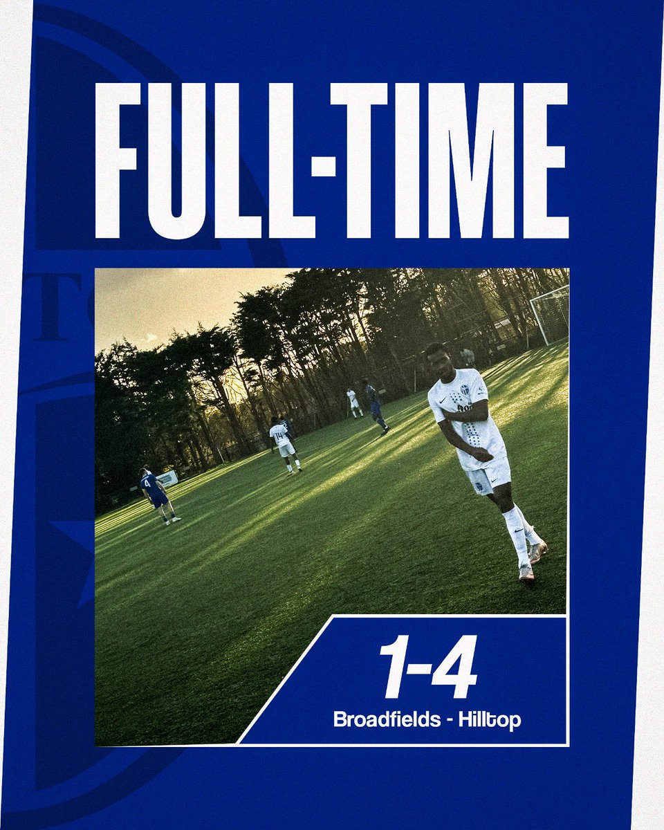 FT: Broadfields United 1-4 Hilltop

2’ Dinho ⚽️ Arale 🅰️
36’ Amarni ⚽️ Arale 🅰️
45+5’ Mojo ⚽️ Arale 🅰️
49’ Dinho ⚽️ (P)