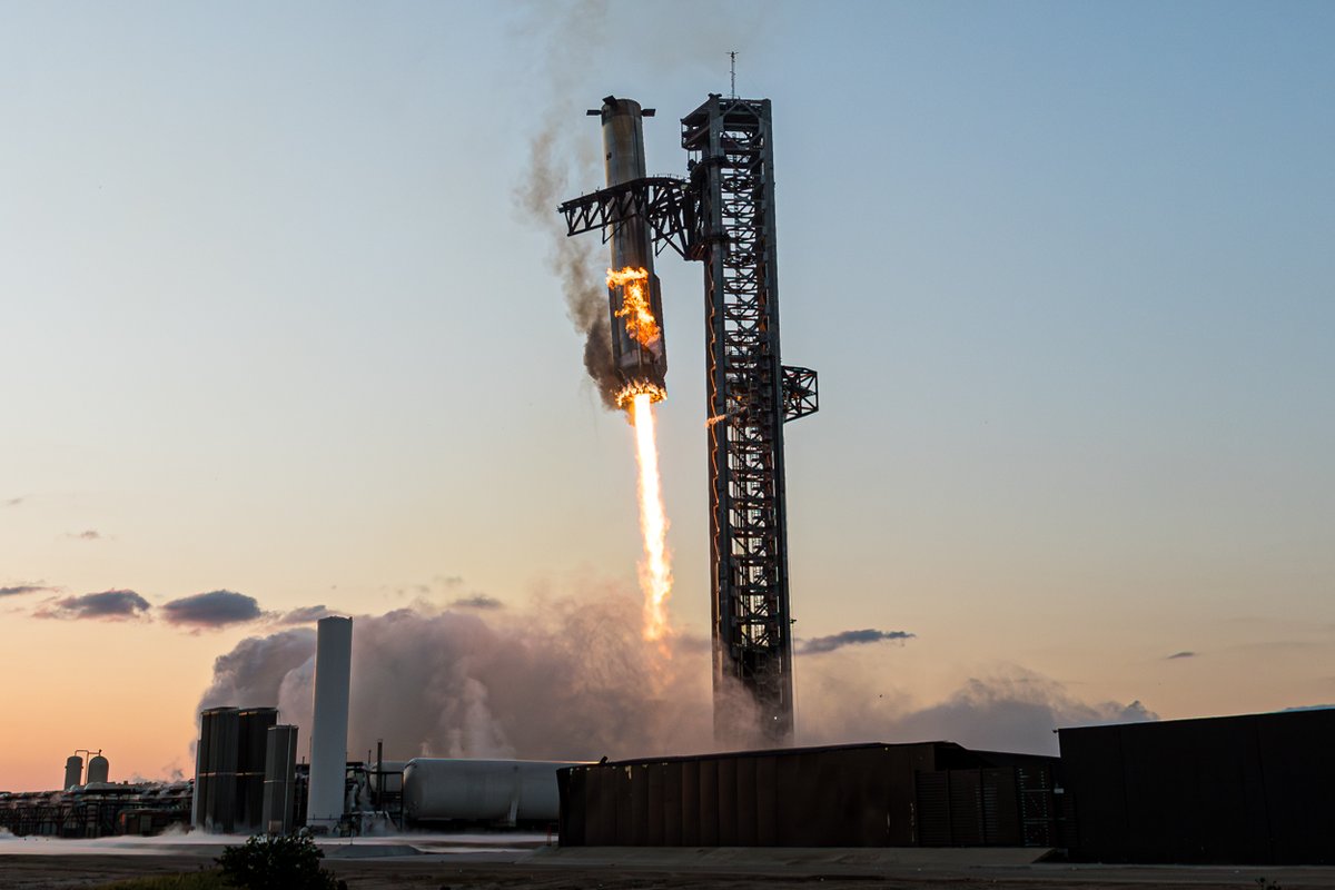 johnkrausphotos's tweet photo. Starship's first five flights:

April 20, 2023 - Flight 1: Damaged launch pad, engines lost on ascent, vehicle tumbled and did not make it to staging, but a full-stack Starship finally took flight from Starbase; extremely valuable data gained to improve the vehicle and ground systems ahead of another flight in the same year

November 18, 2023 - Flight 2: 33/33 booster engines completed full burn, novel hot-staging technique successfully executed, booster lost shortly thereafter, Ship nearly completed full burn - a huge step forward after Flight 1

March 14, 2024 - Flight 3: Another successful ascent, hot-staging, booster made it to water in some capacity, albeit with an off-nominal landing burn,; Ship coasted in space and experienced an imperfect reentry due to lack of attitude control, but gathered valuable data

June 6, 2024 - Flight 4: Successful ascent and hot-staging, even with one engine out on the booster, centimeter-level accurate water landing for Super Heavy; Ship made it through reentry with off-nominal flap burn-through, executing a successful but off-target landing in the ocean

October 13, 2024 - Flight 5: 33/33 engine ascent, hot-staging, boostback, successful tower catch and landing on the first attempt; Ship successfully reentered with minimal burn-through and completed an on-target landing and splashdown in the ocean

Zoom out on these 18 months - where will Starship be in another 18 months? In five years? So far, the progress has been linear, and frankly, remarkable.

It is not unreasonable to expect some setbacks - that is how space works - but I have the utmost confidence that SpaceX will execute on this vision of a rapidly-reusable, affordable launch system that can deliver significant tonnage to Earth orbit, the Moon, Mars, and beyond.

What lies ahead over the next few years? In no particular order:

- Ship orbital insertion and deorbit burn for a landing on land and catch by tower

- Ship payload deploy

- Continued Super Heavy landings and reuse, especially at a pace faster than Falcon first stages today - what improvements are needed to enable the booster to fly again within weeks, then days, then hours?

- Ship orbital refilling demonstrations - vital for deep-space missions, including Artemis

- Ship reuse - managing heat shield tiles during reentry, catch, etc - after the space shuttle, can a vehicle with such a high number of intricate tiles re-fly again within days or hours?

These are not trivial engineering problems to solve - but the most talented engineers on the planet are working insane hours day in and day out to solve them. A lot of work remains, but in looking at the progress so far, it is only a matter of time.

How fortunate we are to be alive here and now. You could have been born at any other time in human history - either in a prehistoric era where the human lifespan was a fraction of what it is today and without these exciting technologies to watch come to fruition - or at a time so far in the future that these technologies are commonplace and taken for granted.

You get to be alive today to watch this happen in real-time - soak it in and appreciate that. Through my imagery, I am fortunate to play a small part in sharing this story with the world, and there's nothing I'd rather be doing. What an exciting time!