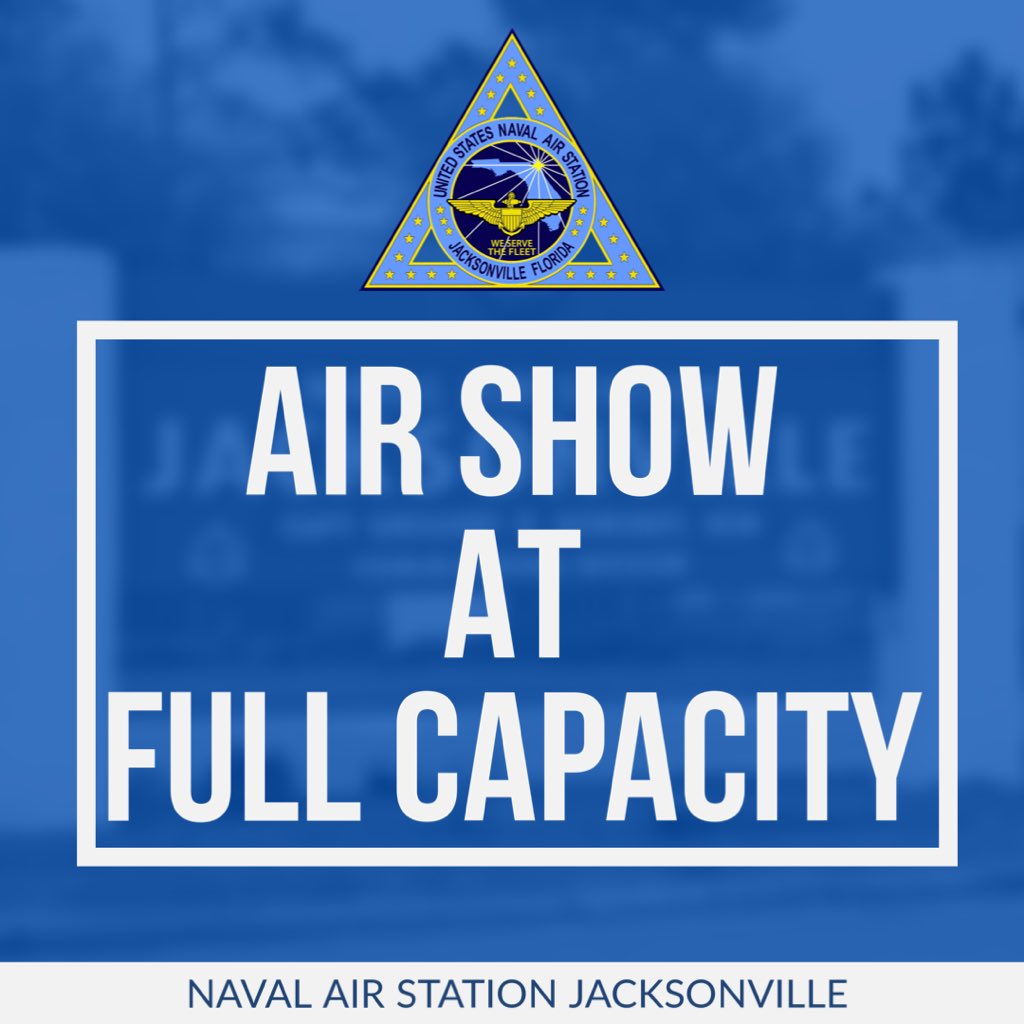 Be advised NAS Jacksonville will not be allowing any further admittance to the NAS Jacksonville Air  Show today because we have reached our parking capacity. Please follow law enforcement traffic instructions. 
The gates will reopen at 9 a.m. tomorrow with another air show day.