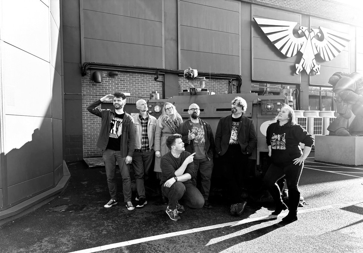 Rejects - assemble! 💀

Met some of the amazing <a href="/Darktide40K/">Warhammer 40K: Darktide</a> squad today. 100% impeccable vibes, fantastic crew. Would rampage through Tertium with anytime 👌🖤

<a href="/thetowerofstars/">Matthew Ward</a> @pyroriffic <a href="/thathappychap/">Greg Jones</a> <a href="/Chewmonster92/">James Alexander 🎙️</a>
<a href="/MikeGeary73/">Michael Geary</a>

Big thx <a href="/LisaPerfidious/">Lisa</a> for the tour! 🖤